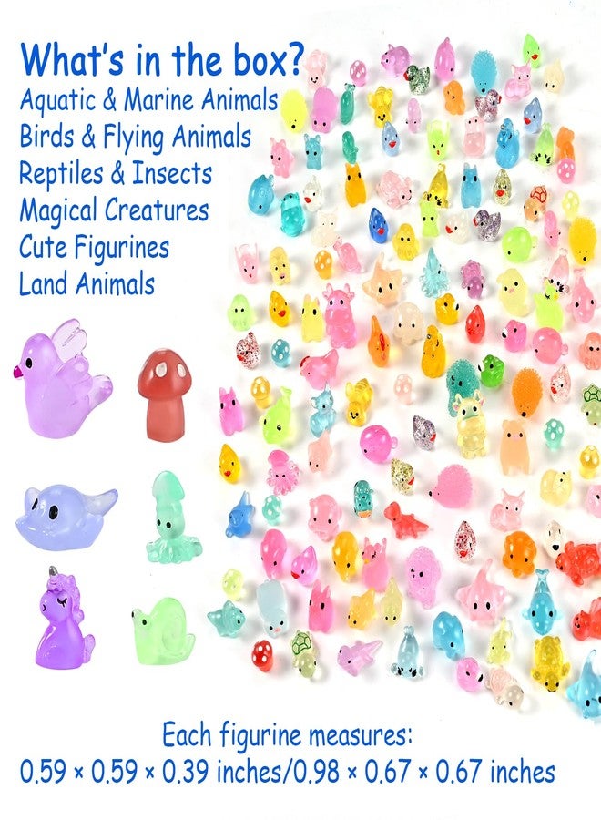 GOLDGE 200 Pcs Mini Resin Animal Set - 32 Styles Glow in The Dark Tiny Figurines for Fairy Garden, Party Favors, Dollhouse, Terrariums & DIY Decor - Image 3